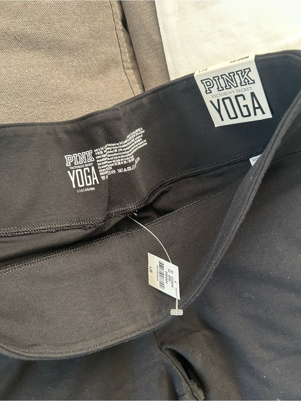 PINK Victoria's Secret Black Leggings with Gold Sequin Logo - Picture 7 of 8